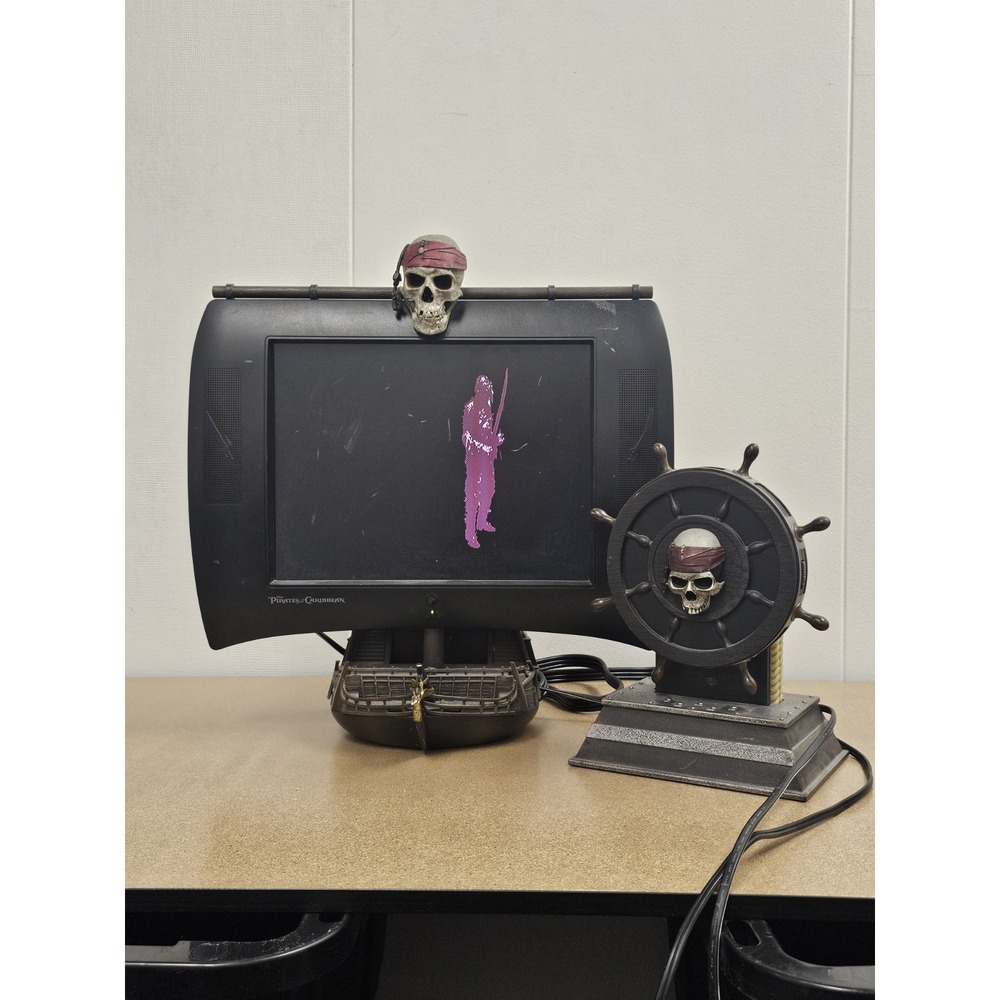 Vintage 2000s Disney Pirates Of The Caribbean Black Pearl LCD TV And Dvd Player